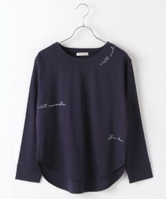 {洗える｝シルケットコットン長袖ロゴプリントTシャツ