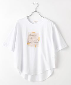 ｛洗える｝シルケット綿天竺　水彩タッチプリントTシャツ