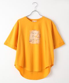 ｛洗える｝シルケット綿天竺　水彩タッチプリントTシャツ