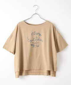 {洗える｝シルケット綿ブライト天竺　ボヘミアンモチーフプリントTシャツ