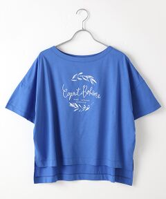 {洗える｝シルケット綿ブライト天竺　ボヘミアンモチーフプリントTシャツ