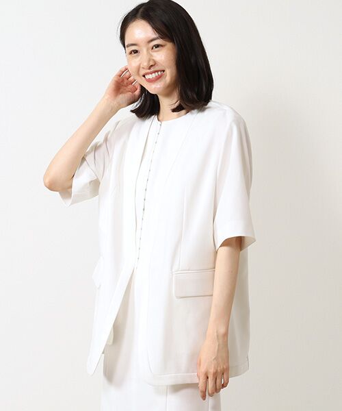 VERSEAU / ヴェルソー テーラードジャケット | リネンライク五分袖JK | 詳細2