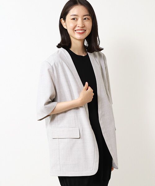 VERSEAU / ヴェルソー テーラードジャケット | リネンライク五分袖JK | 詳細11