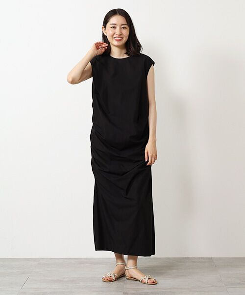 BRACTMENT ブラクトメントDEVEAUX ギャザー マキシ ワンピース Side_gather_check_long_dress2.