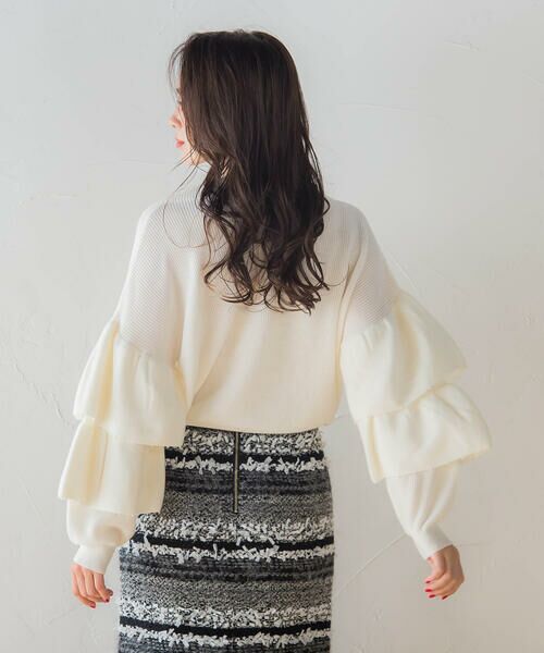 セール 大きいサイズ 片畦袖フリルプルオーバー 手洗い可能 ニット セーター Viaggio Blu 大きいサイズ ビアッジョブルー おおきいサイズ ファッション通販 タカシマヤファッションスクエア