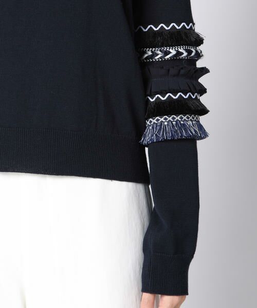 Viaggio Blu / ビアッジョブルー ニット・セーター | 袖異素材ドッキングデザインニット | 詳細5
