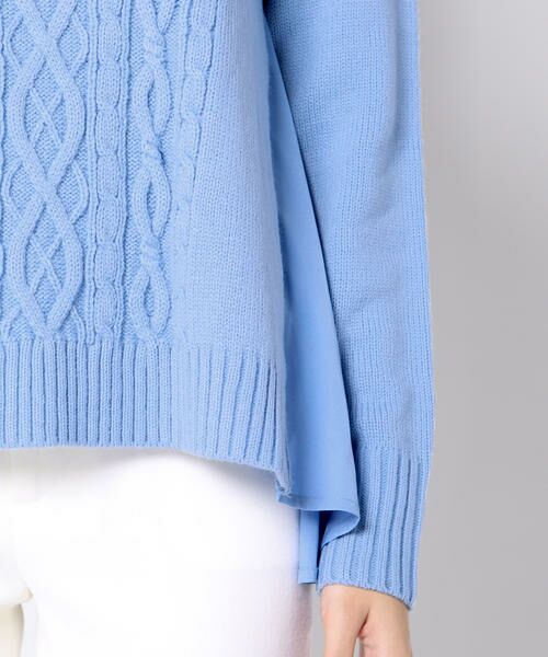 Viaggio Blu / ビアッジョブルー ニット・セーター | 【手洗い可】7Gアラン柄布帛使いプルオーバー | 詳細11