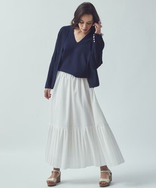 Viaggio Blu / ビアッジョブルー スカート | リネンライク裾切替プリーツスカート | 詳細12