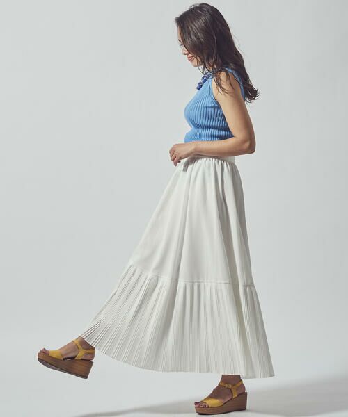 Viaggio Blu / ビアッジョブルー スカート | リネンライク裾切替プリーツスカート | 詳細8
