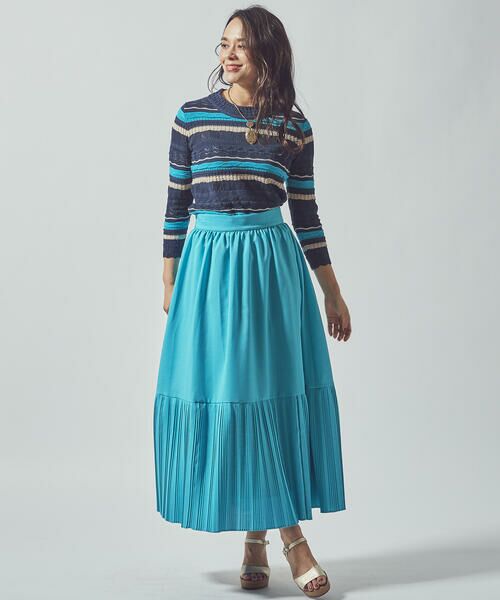 Viaggio Blu / ビアッジョブルー スカート | リネンライク裾切替プリーツスカート | 詳細17