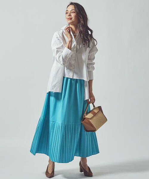 Viaggio Blu / ビアッジョブルー スカート | リネンライク裾切替プリーツスカート | 詳細18