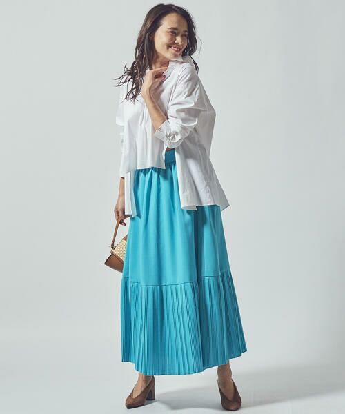 Viaggio Blu / ビアッジョブルー スカート | リネンライク裾切替プリーツスカート | 詳細20