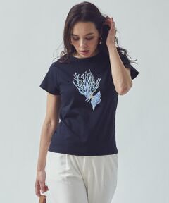 オーガニックコットンサンゴプリントTシャツ