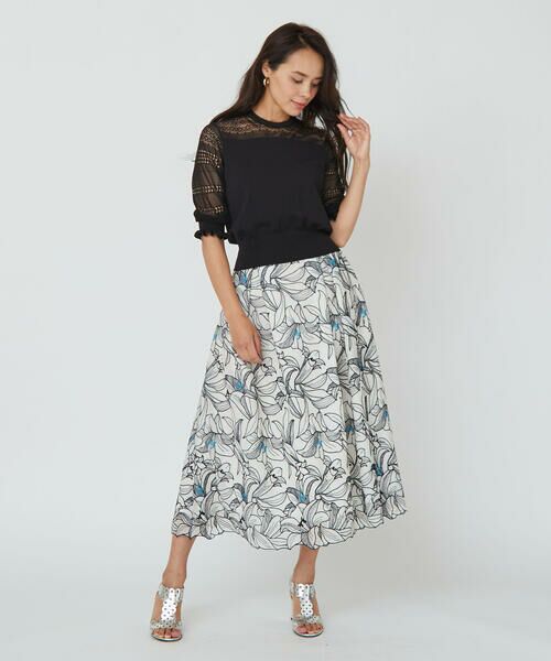 Viaggio Blu / ビアッジョブルー スカート | フラワー刺繍楊柳スカート | 詳細11