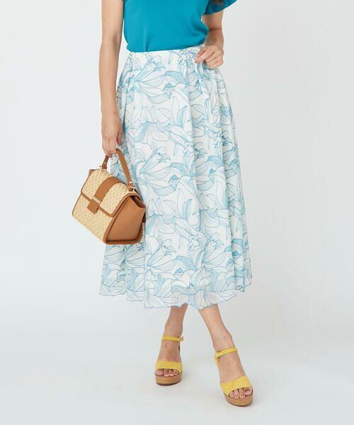 Viaggio Blu / ビアッジョブルー スカート | フラワー刺繍楊柳スカート（ブルー系その他）