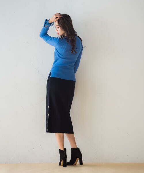 Viaggio Blu / ビアッジョブルー スカート | 両畦釦使いタイトスカート≪SET UP対応/手洗い可能≫ | 詳細12