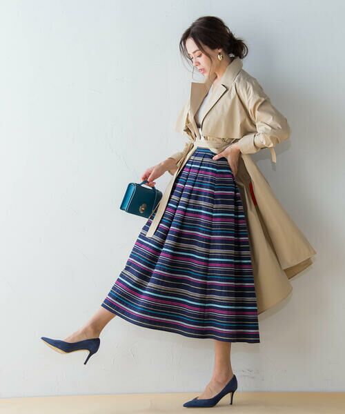 Viaggio Blu / ビアッジョブルー スカート | マルチボーダー刺繍スカート | 詳細13
