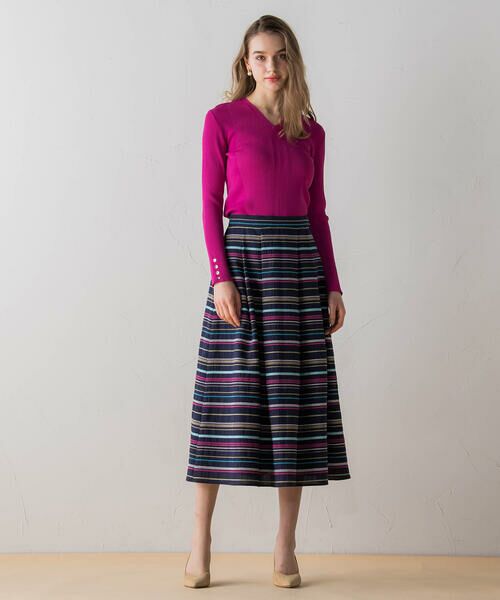 Viaggio Blu / ビアッジョブルー スカート | マルチボーダー刺繍スカート | 詳細7