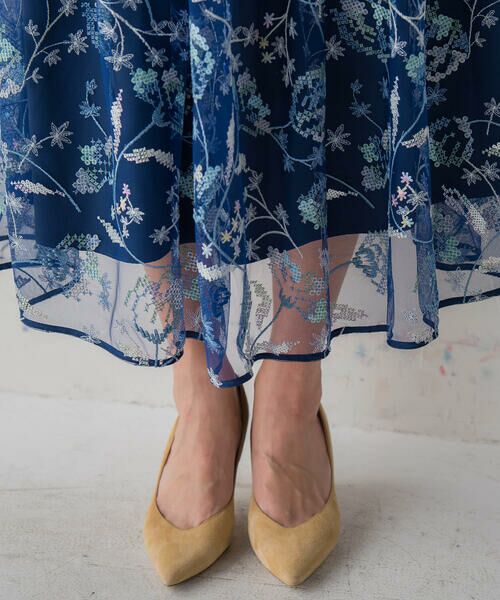 Viaggio Blu / ビアッジョブルー スカート | 花柄スパングルチュールスカート≪洗濯機で洗える≫ | 詳細8