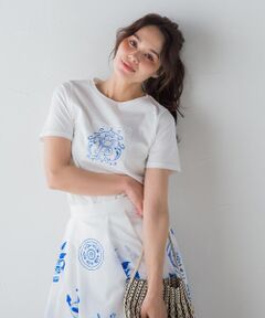 アルビニオーガニックポンチレース刺繍Tシャツ≪洗濯機で洗える≫