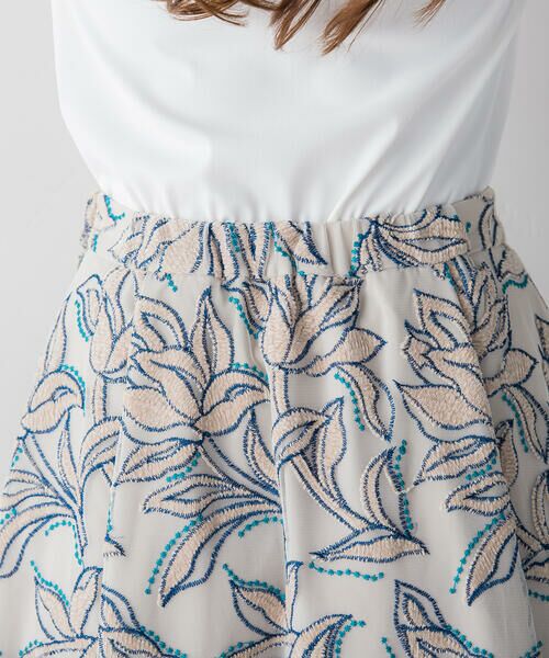 Viaggio Blu / ビアッジョブルー スカート | フラワーモール刺繍ウエストゴムフレアスカート | 詳細6