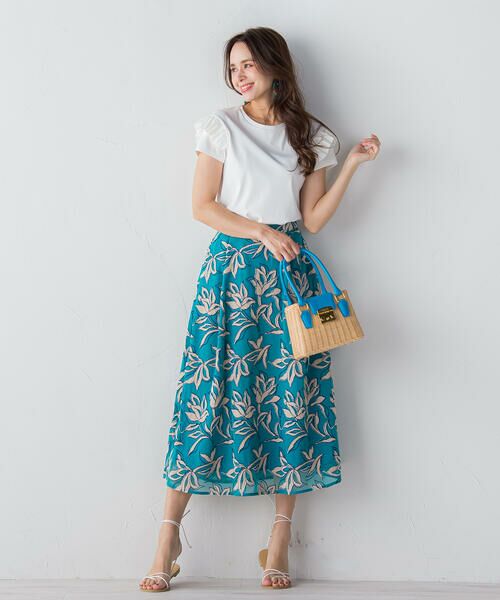 Viaggio Blu / ビアッジョブルー スカート | フラワーモール刺繍ウエストゴムフレアスカート | 詳細25