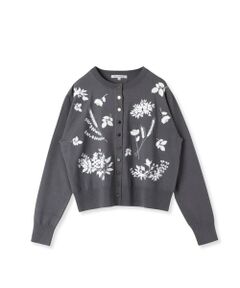 Viaggio Blu / ビアッジョブルー ニット・セーター | ホリデーボタニカル刺繍カーディガン≪手洗い可能≫