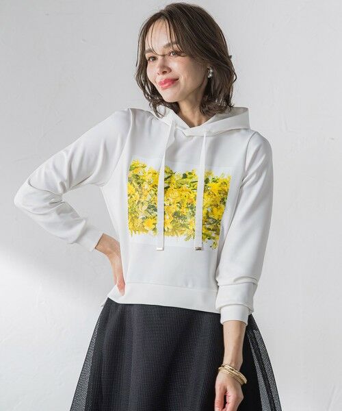 Viaggio Blu / ビアッジョブルー カットソー | ミモザプリントダンボールパーカー≪洗濯機で洗える≫ | 詳細1