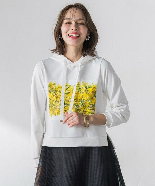 Viaggio Blu / ビアッジョブルー カットソー | ミモザプリントダンボールパーカー≪洗濯機で洗える≫ | 詳細4