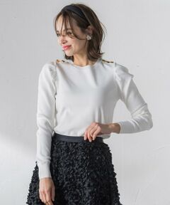 Viaggio Blu / ビアッジョブルー ニット・セーター | ショルダーボタンパフスリーブニット≪手洗い可能≫