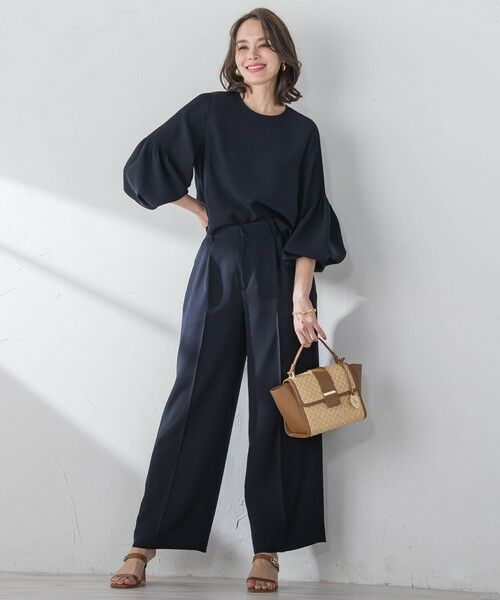 Viaggio Blu / ビアッジョブルー その他パンツ | スムージーサテンワイドパンツ≪洗濯機で洗える≫ | 詳細3