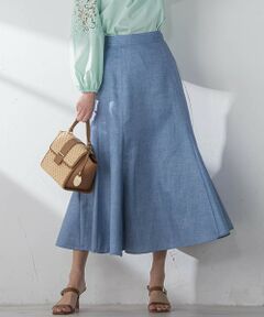 Viaggio Blu / ビアッジョブルー ミニ・ひざ丈スカート | ラメデニムプリントマーメイドスカート≪手洗い可能≫