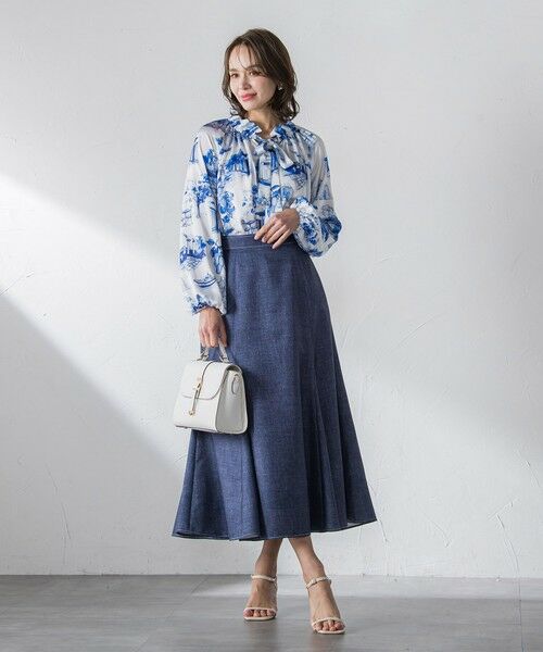 Viaggio Blu / ビアッジョブルー ミニ・ひざ丈スカート | ラメデニムプリントマーメイドスカート≪手洗い可能≫ | 詳細1