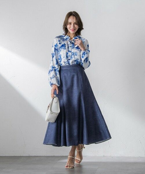 Viaggio Blu / ビアッジョブルー ミニ・ひざ丈スカート | ラメデニムプリントマーメイドスカート≪手洗い可能≫ | 詳細2