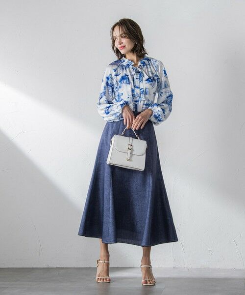 Viaggio Blu / ビアッジョブルー ミニ・ひざ丈スカート | ラメデニムプリントマーメイドスカート≪手洗い可能≫ | 詳細3