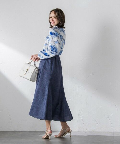 Viaggio Blu / ビアッジョブルー ミニ・ひざ丈スカート | ラメデニムプリントマーメイドスカート≪手洗い可能≫ | 詳細4