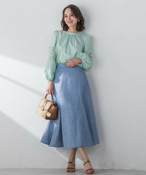 Viaggio Blu / ビアッジョブルー ミニ・ひざ丈スカート | ラメデニムプリントマーメイドスカート≪手洗い可能≫ | 詳細12