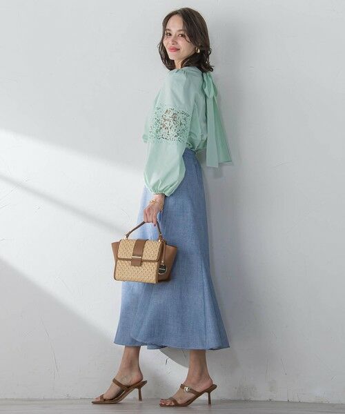 Viaggio Blu / ビアッジョブルー ミニ・ひざ丈スカート | ラメデニムプリントマーメイドスカート≪手洗い可能≫ | 詳細13