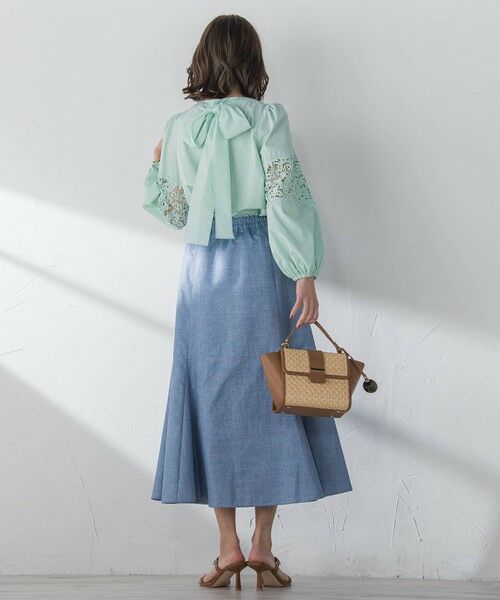 Viaggio Blu / ビアッジョブルー ミニ・ひざ丈スカート | ラメデニムプリントマーメイドスカート≪手洗い可能≫ | 詳細14