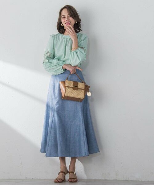 Viaggio Blu / ビアッジョブルー ミニ・ひざ丈スカート | ラメデニムプリントマーメイドスカート≪手洗い可能≫ | 詳細15