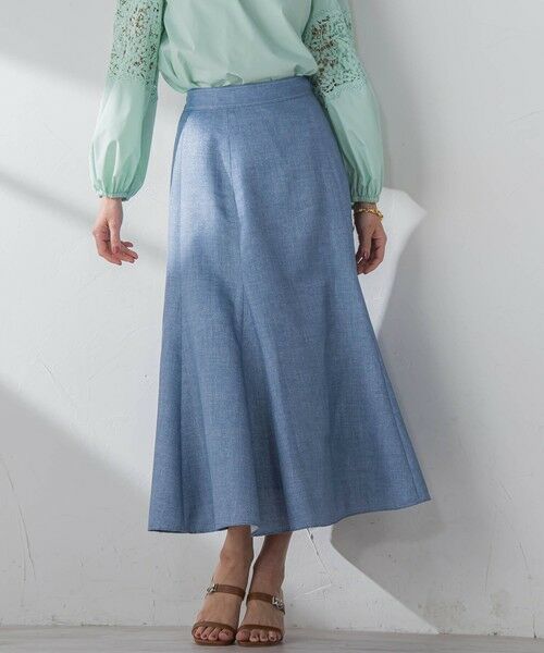 Viaggio Blu / ビアッジョブルー ミニ・ひざ丈スカート | ラメデニムプリントマーメイドスカート≪手洗い可能≫ | 詳細8