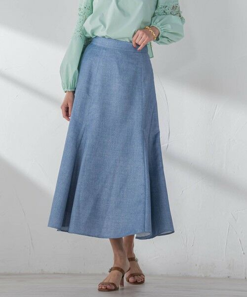 Viaggio Blu / ビアッジョブルー ミニ・ひざ丈スカート | ラメデニムプリントマーメイドスカート≪手洗い可能≫ | 詳細9