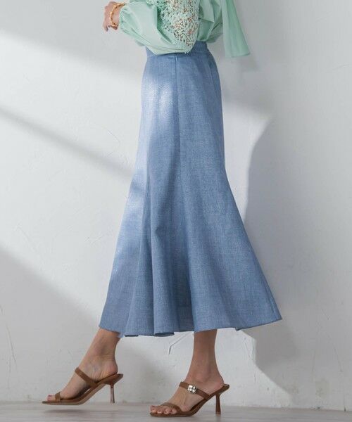 Viaggio Blu / ビアッジョブルー ミニ・ひざ丈スカート | ラメデニムプリントマーメイドスカート≪手洗い可能≫ | 詳細10