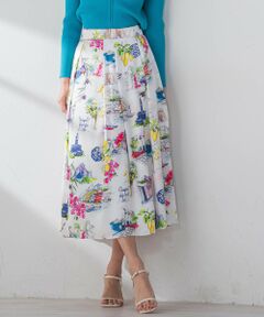 Viaggio Blu / ビアッジョブルー ミニ・ひざ丈スカート | 【WEB限定カラーあり】カプリプリントスカート≪洗濯機で洗える≫