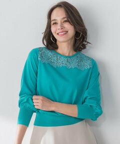 Viaggio Blu / ビアッジョブルー ニット・セーター | レース切替ニット≪手洗い可能≫