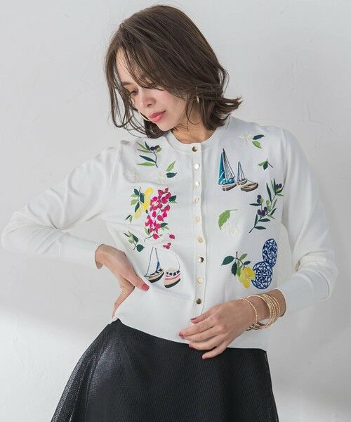 Viaggio Blu / ビアッジョブルー ニット・セーター | カプリ刺繍ニットカーディガン≪手洗い可能≫ | 詳細3