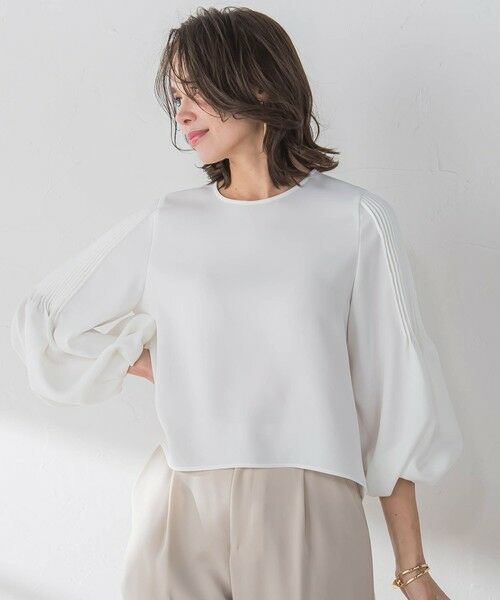 Viaggio Blu / ビアッジョブルー シャツ・ブラウス | スムージーサテン袖ピンタックブラウス≪洗濯機で洗える≫ | 詳細4