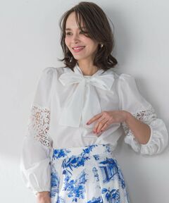 Viaggio Blu / ビアッジョブルー シャツ・ブラウス | 袖レース切替ブラウス≪洗濯機で洗える≫