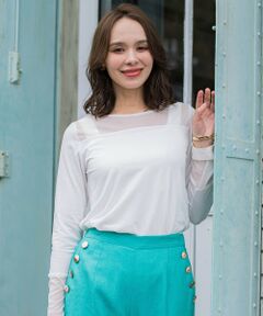 Viaggio Blu / ビアッジョブルー カットソー | シアー切替カットプルオーバー≪洗濯機で洗える≫