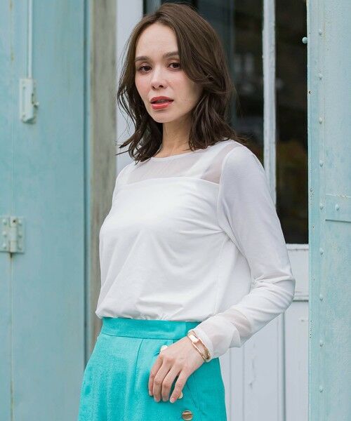 Viaggio Blu / ビアッジョブルー カットソー | シアー切替カットプルオーバー≪洗濯機で洗える≫ | 詳細8